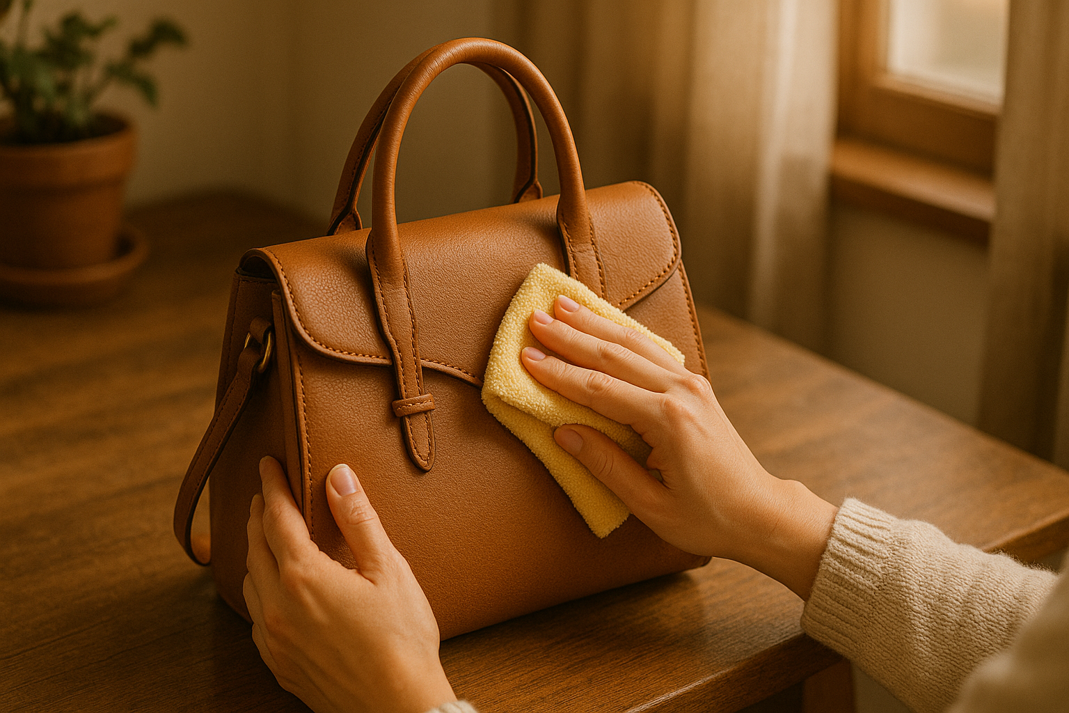 cómo limpiar un bolso de piel con un paño de microfibra paso a paso